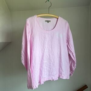 Flax by Jeanne Engelhart‎ 100% Linen Pink Size Medium Oversized Blouse Top